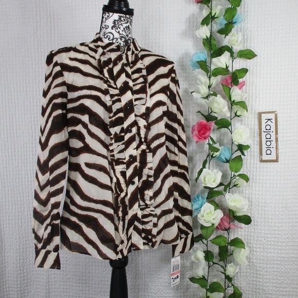 MICHAEL KORS Button Down Top NWT Size 10 - Picture 1 of 8